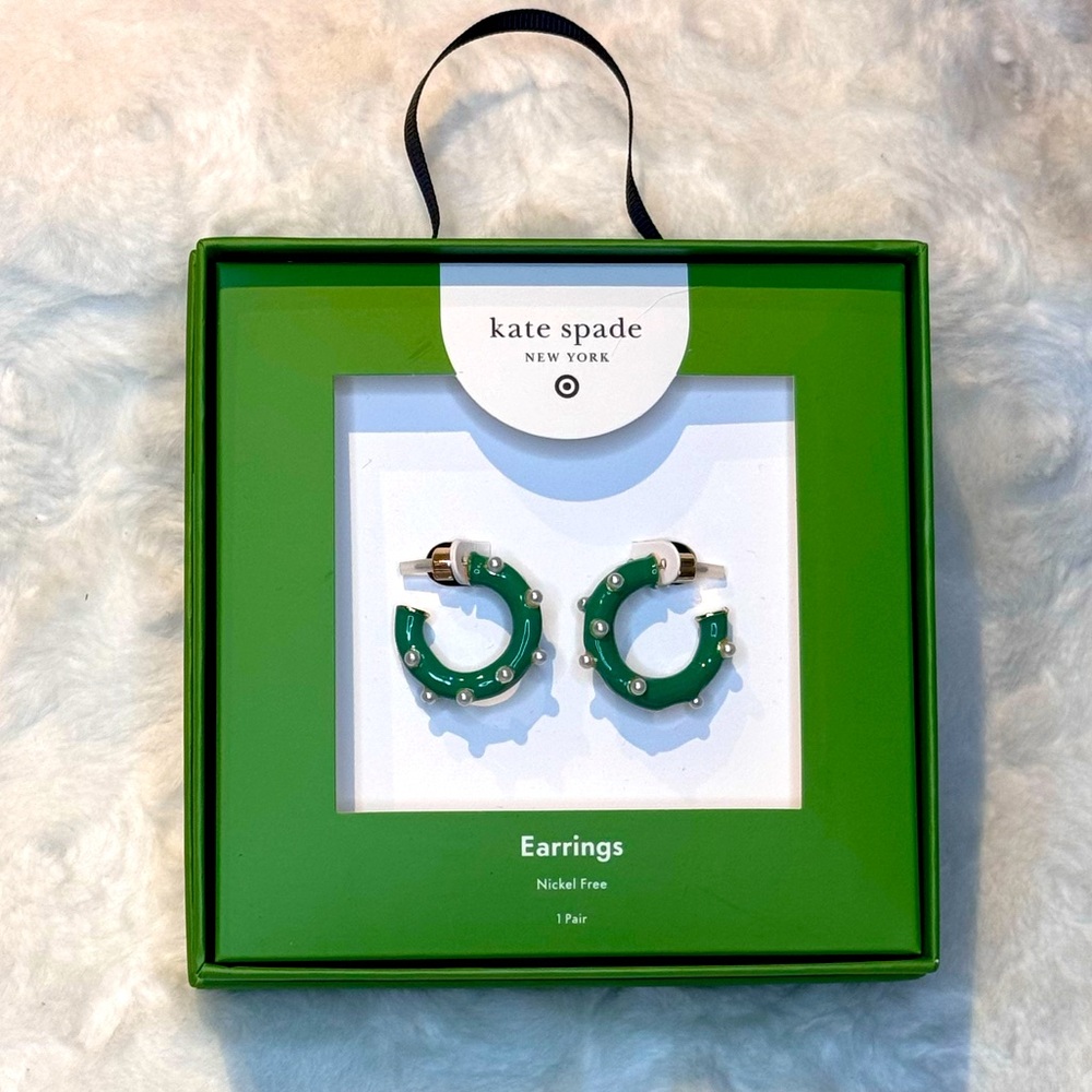 Earrings - Kate Spade new york x Target green polka dot hoop earrings